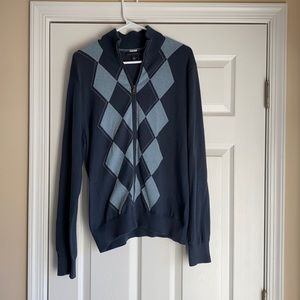BANANA REPUBLIC Argyle Zip Wool Sweater